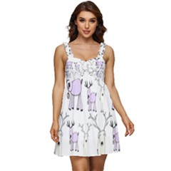 Cute Deers  Ruffle Strap Babydoll Chiffon Dress