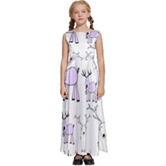 Cute Deers  Kids  Satin Sleeveless Maxi Dress