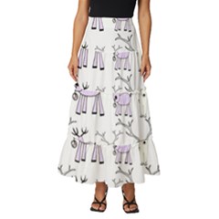 Cute Deers  Tiered Ruffle Maxi Skirt