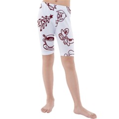 Red And White Christmas Breakfast  Kids  Mid Length Swim Shorts