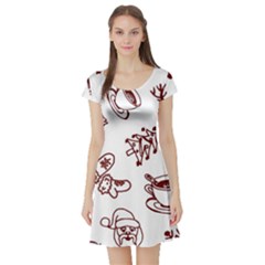 Red And White Christmas Breakfast  Short Sleeve Skater Dress