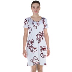 Red And White Christmas Breakfast  Short Sleeve Nightdress