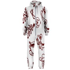 Red And White Christmas Breakfast  Hooded Jumpsuit (men)