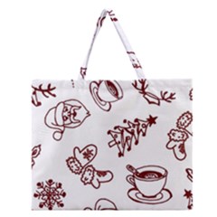 Red And White Christmas Breakfast  Zipper Large Tote Bag