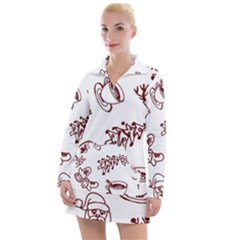 Red And White Christmas Breakfast  Women s Long Sleeve Casual Dress