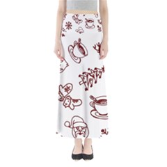 Red And White Christmas Breakfast  Full Length Maxi Skirt