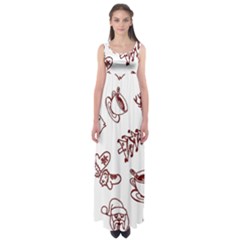 Red And White Christmas Breakfast  Empire Waist Maxi Dress