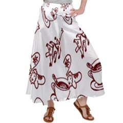 Red And White Christmas Breakfast  Women s Satin Palazzo Pants