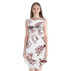 Red And White Christmas Breakfast  Sleeveless Chiffon Dress  