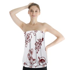 Red And White Christmas Breakfast  Strapless Top