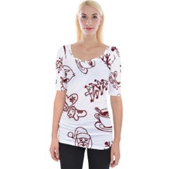 Red And White Christmas Breakfast  Wide Neckline T-shirt