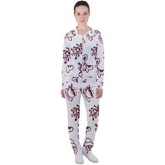 Red And White Christmas Breakfast  Casual Jacket And Pants Set