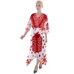Cute Gift Boxes Quarter Sleeve Wrap Front Maxi Dress by ConteMonfrey