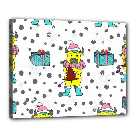 Little Bull Wishes You A Merry Christmas  Canvas 20  X 16  (stretched)