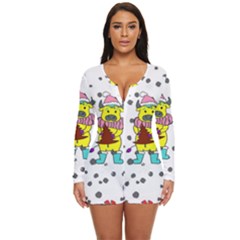 Little Bull Wishes You A Merry Christmas  Long Sleeve Boyleg Swimsuit