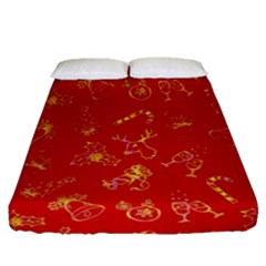 Holy Night - Christmas Symbols  Fitted Sheet (queen Size) by ConteMonfrey