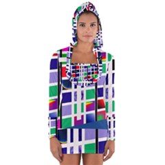 Color Graffiti Pattern Geometric Long Sleeve Hooded T-shirt by Hannah976