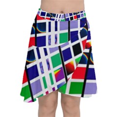 Color Graffiti Pattern Geometric Chiffon Wrap Front Skirt