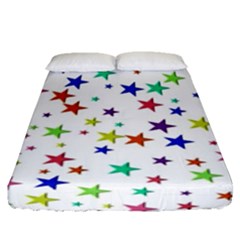 Star Random Background Scattered Fitted Sheet (queen Size) by Hannah976