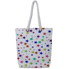 Star Random Background Scattered Full Print Rope Handle Tote (small) by Hannah976