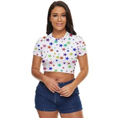 Star Random Background Scattered Side Button Cropped T-shirt by Hannah976