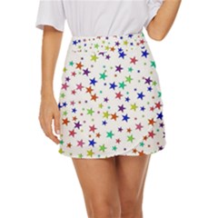 Star Random Background Scattered Mini Front Wrap Skirt
