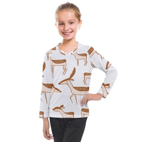 Seamless Deer Pattern Design Kids  Long Mesh T-shirt by Hannah976