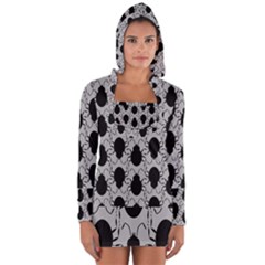 Pattern Beetle Insect Black Grey Long Sleeve Hooded T-shirt by Hannah976