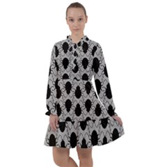 Pattern Beetle Insect Black Grey All Frills Chiffon Dress