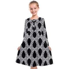 Pattern Beetle Insect Black Grey Kids  Midi Sailor Dress