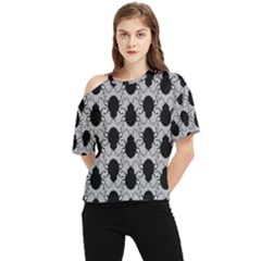 Pattern Beetle Insect Black Grey One Shoulder Cut Out T-shirt by Hannah976