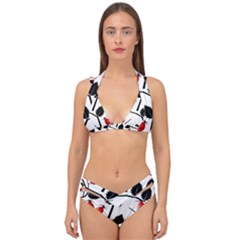 Rose Hip Pattern Branches Autumn Double Strap Halter Bikini Set by Hannah976