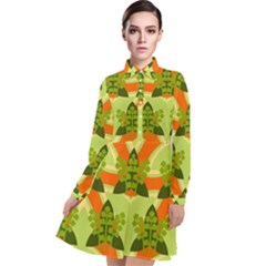 Texture Plant Herbs Herb Green Long Sleeve Chiffon Shirt Dress