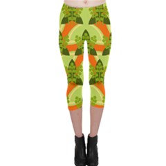 Texture Plant Herbs Herb Green Capri Leggings 