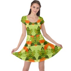 Texture Plant Herbs Herb Green Cap Sleeve Dress