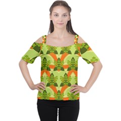 Texture Plant Herbs Herb Green Cutout Shoulder T-Shirt