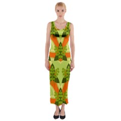 Texture Plant Herbs Herb Green Fitted Maxi Dress