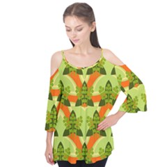 Texture Plant Herbs Herb Green Flutter Sleeve T-Shirt 