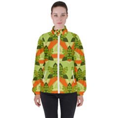 Texture Plant Herbs Herb Green Women s High Neck Windbreaker