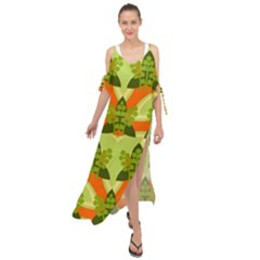 Texture Plant Herbs Herb Green Maxi Chiffon Cover Up Dress