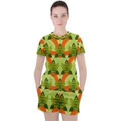 Texture Plant Herbs Herb Green Women s T-Shirt and Shorts Set