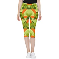 Texture Plant Herbs Herb Green Inside Out Lightweight Velour Capri Leggings 