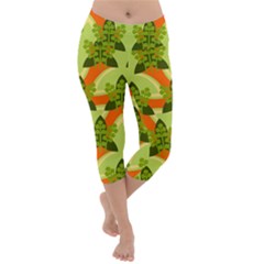 Texture Plant Herbs Herb Green Lightweight Velour Capri Yoga Leggings