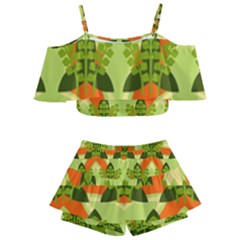 Texture Plant Herbs Herb Green Kids  Off Shoulder Skirt Bikini