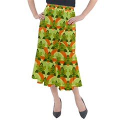 Texture Plant Herbs Herb Green Midi Mermaid Skirt