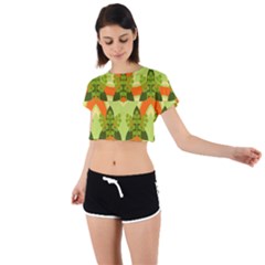 Texture Plant Herbs Herb Green Tie Back Short Sleeve Crop T-Shirt