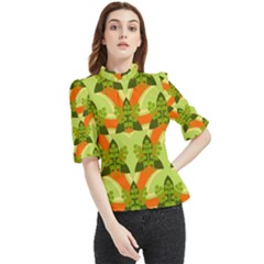 Texture Plant Herbs Herb Green Frill Neck Blouse