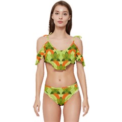 Texture Plant Herbs Herb Green Ruffle Edge Tie Up Bikini Set	