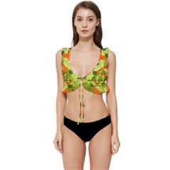 Texture Plant Herbs Herb Green Low Cut Ruffle Edge Bikini Top