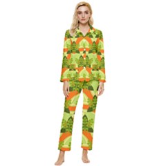 Texture Plant Herbs Herb Green Womens  Long Sleeve Velvet Pocket Pajamas Set